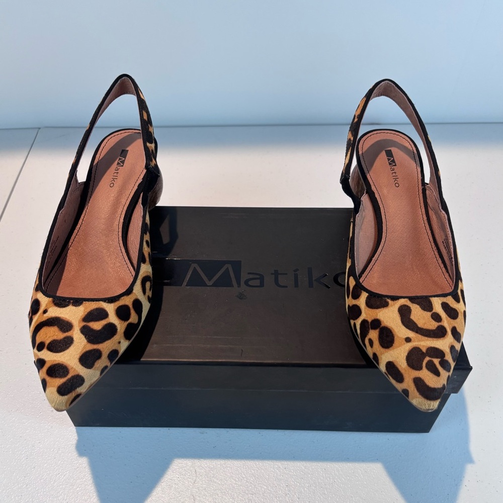 Matiko Circa Leopard Pony-Hair Slingback Heels • EU 36 / US 6